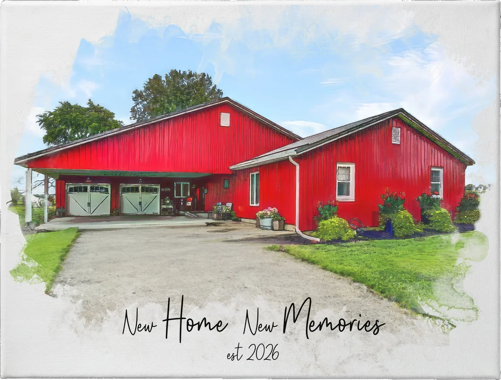 Watercolor canvas personalized with New Home New Memories, est 2026